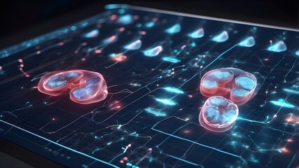 Kidney hologram, analyzes the data, and confirms the test results on the virtual interface. Modern technologies, renal illness, kidney stones, and the future