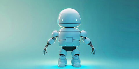 Fototapeta premium Robot humanoïde blanc de dos avec lumières sur fond vert