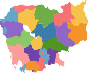 Cambodia color illustration travel map