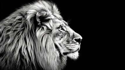 Fotografía en blanco y negro de vida silvestre de un león, con un enfoque cinematográfico.






