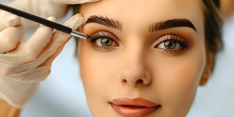 Woman getting a professional eyebrow treatment for beauty and wellness concepts. Concept Eyebrow Shaping, Beauty Treatment, Self-Care, Wellness, Professional Service