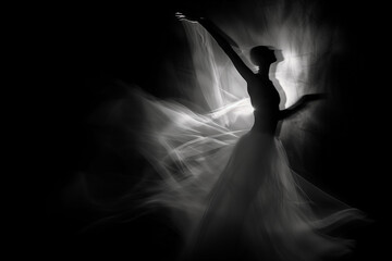 Fototapeta premium Artistic black and white image of a woman's body in a graceful pose, focusing on the elegance of the human form