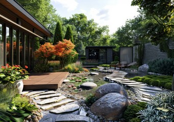 Modern House Blending with Nature