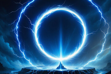 A neon circle on a dark background.