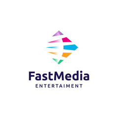 Creative full colour fast media entertainment logo vector logo design Vector illustration.
