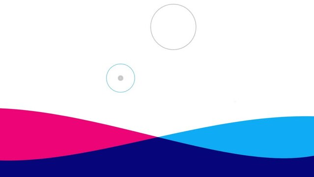 2D flat Animations movement of bule pink water surface wave with multicolor circle ripple blast explosion 4K neon tone and white background for copy space.