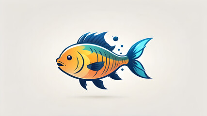 Colored fish themed logo icon symbol emblem, Generative AI