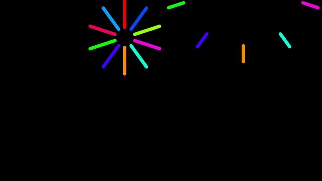 A simple cartoon 2d flat vector random explosion of colorful confetti fireworks on a black screen. The concept of celebration, victory, final, competition, congratulations. 