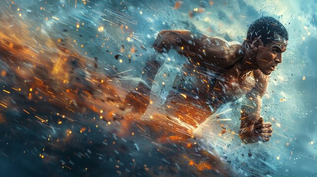 Design an athlete poster that portrays the athlete as a symbol of resilience and perseverance