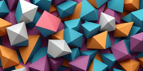 Fototapeta premium wallpaper representing a pattern with 3D geometric shapes and multicolored.
