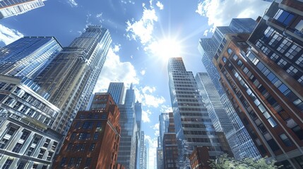 Fototapeta premium Generate a 3D-rendered image capturing the vibrant energy of downtown