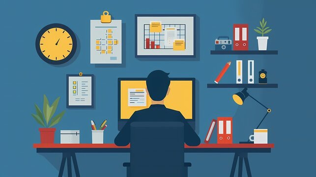 See a flat design of an HR manager managing employee absences