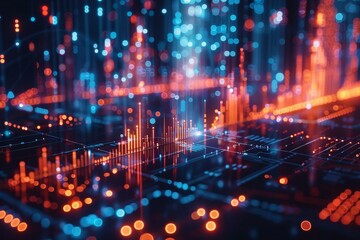 Fototapeta premium Futuristic technology has transformed the business and finance industry, creating a dynamic landscape for portfolio management.