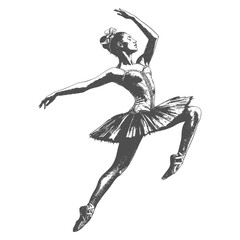 Fototapeta premium ballerina in action with old engraving style