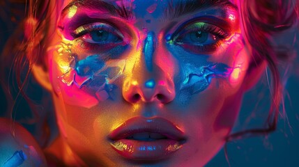 Generate a captivating portrait glowing with vibrant colors