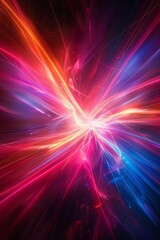 The neon fireworks display was a spectacular blend of bright hues, including bursts of red, white, and blue reminiscent of the flag.