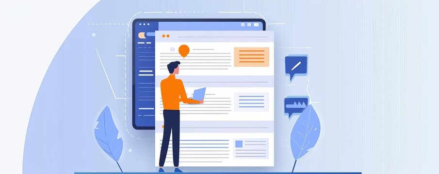 Marketers creating content for a disaster support newsletter, side view, regular updates and tips, scifi tone, Complementary color scheme