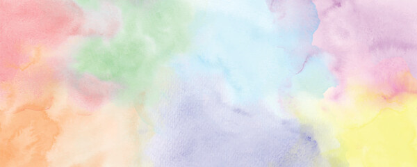 Abstract horizontal background designed with rainbow watercolor stains
