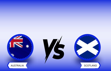 Exciting Clash: Australia vs. Scotland T20 World Cup 2024 Social Media Card - Vector Illustration of Cricket Match Rivalry Down Under