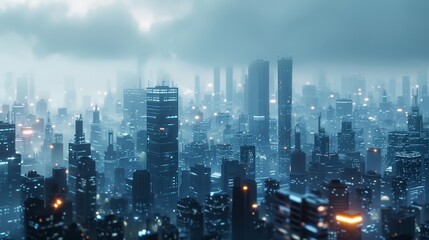 Obraz premium 3D render of a futuristic city, focus on, urban development, surreal, manipulation, cityscape backdrop