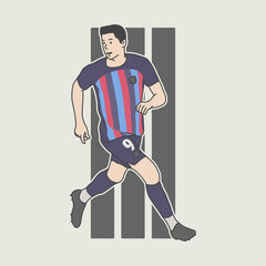 soccer player character design. character illustration. soccer player running after the ball