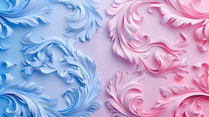 Delicate Paper Craft Layered Abstract Background with Soft Pastel Pink and Blue Gradient Hues