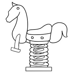 horse spring rider illustration hand drawn outline vector