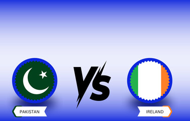 Pakistan vs Ireland T20 World Cup 2024 Social Media Card: Vector Illustration of Cricket Match Showdown in Vibrant Design