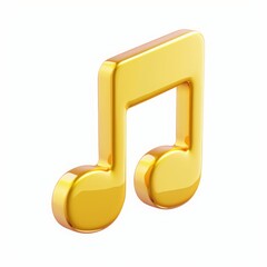 A golden melody note on a white background