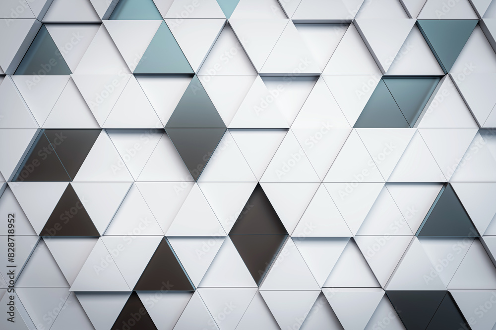 Poster Geometric triangle pattern on a stylish background, modern concept with a metallic texture, light. 3D Rendering