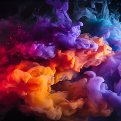 Brightly colored ink designs on black surface, evoking a snowy plant.