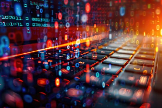 Binary code on a laptop keyboard.