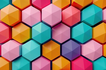 colorful hexagon background cube shape and irregular color with non repeating pattern