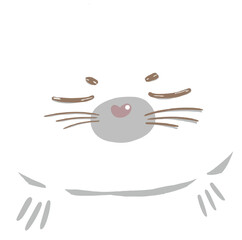 Fototapeta premium Cute white seal with Red ball