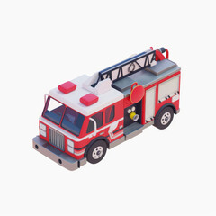 fire engine icon in 3D style on a white background