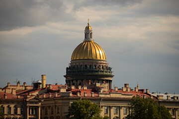 St. Isaac's Cathedral. Historical architecture visited by tourists in the center of St. Petersburg.