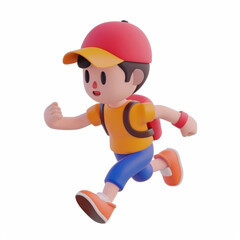 boy runs icon in 3D style on a white background