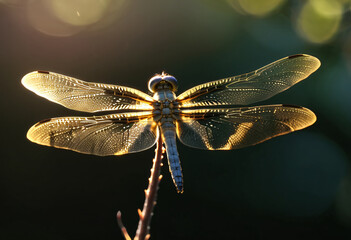 Dragonfly perch on branch