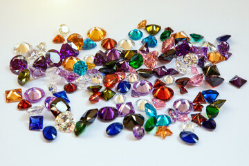 Background of colored jewelry stones. rhinestones for jewelry.