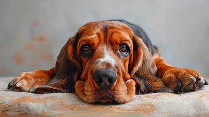 adorable basset hound with a wagging tail and expressive eyes, perfect for a pet concept banner