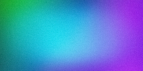 Abstract grainy ultra wide pixel gradient background with a smooth blend of green, blue, and purple. Ideal for design, banners, wallpapers, templates, art, creative projects, desktop. Premium quality