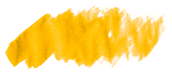 Yellow brush strokes isolated on transparent background.