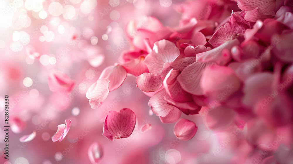 Poster beautiful pink petals floating