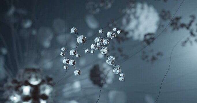 Modafinil rotating 3d molecule, molecular structure of provigil, seamless video