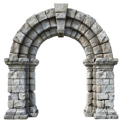 Ancient stone archway with weathered stones, cut out
