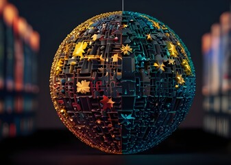 christmas ball on the globe