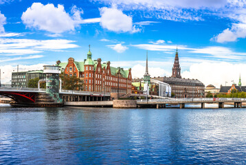 Scenic waterfront of Copenhagen colorful view