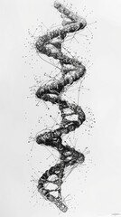 Obraz premium An elegant black and white illustration of a DNA double helix. The image is simple yet striking, and would make a great addition to any home or office.
