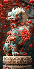 Fototapeta premium Chinese Guardian Lions: Strength, Protection, and Good Fortune