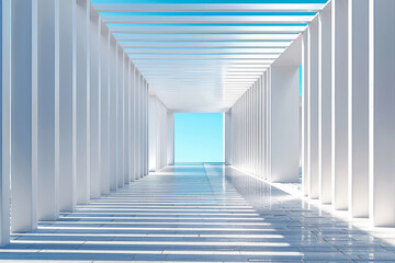 Fototapeta premium White Building on a blue sky backdrop.Modern concrete architecture. 